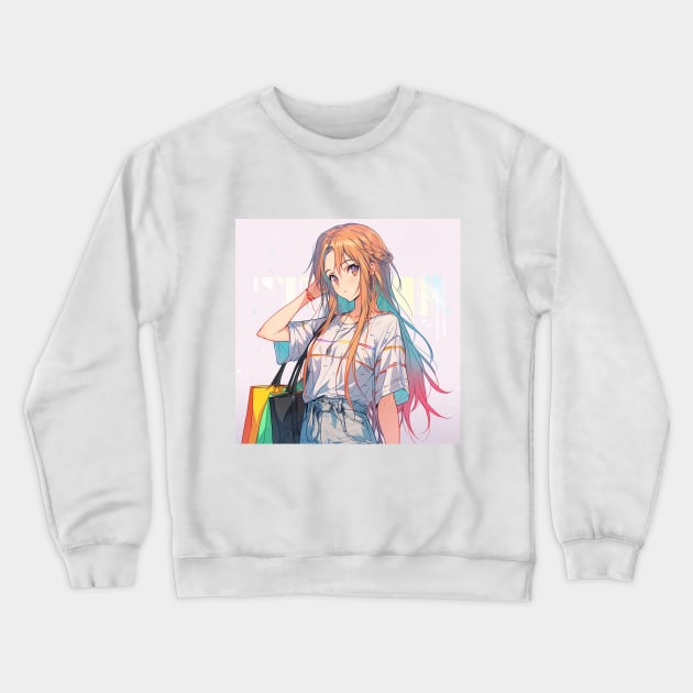 asuna shopping Crewneck Sweatshirt by WabiSabi Wonders